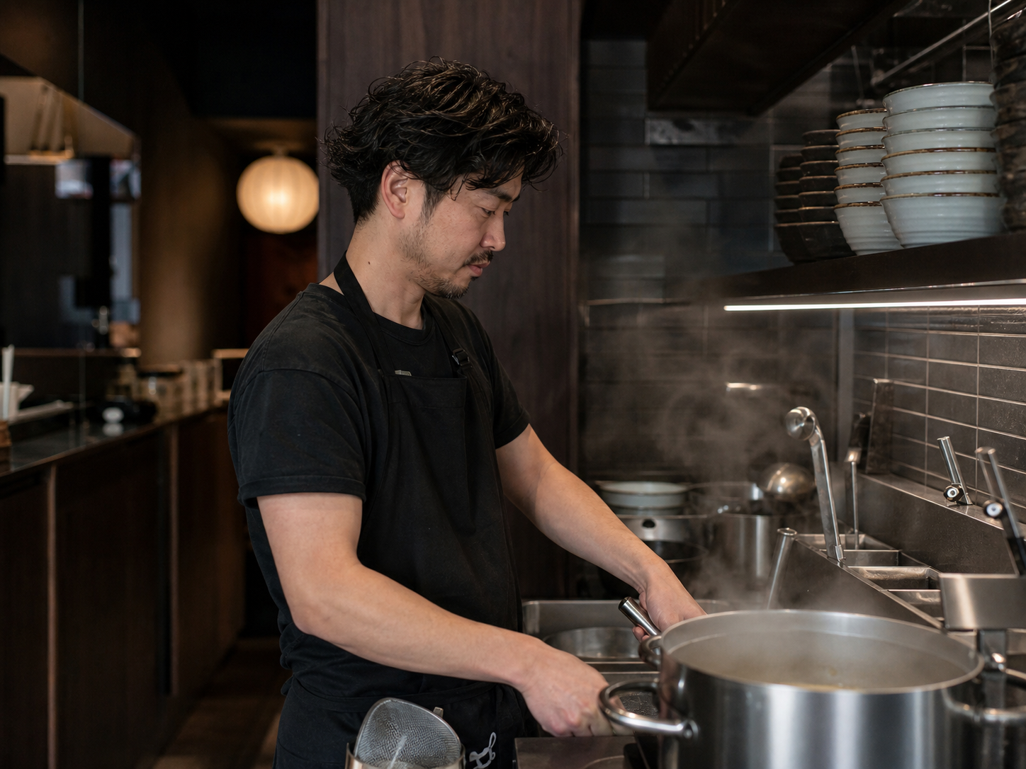 Chef Kenji Yamamoto working in the kitchen