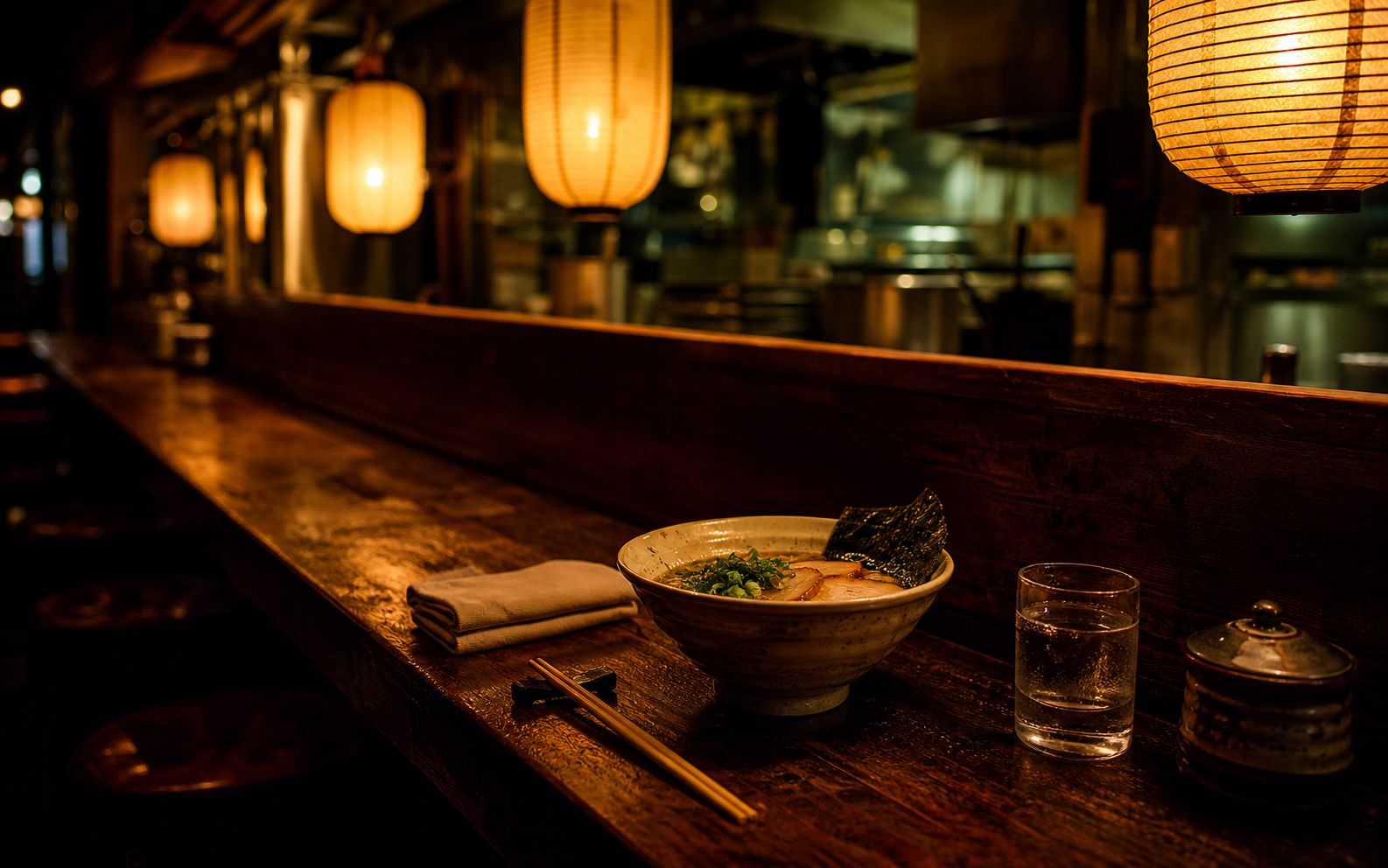 A place set at Yamamoto's counter