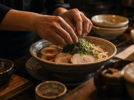 Chef brushing tare onto chashu