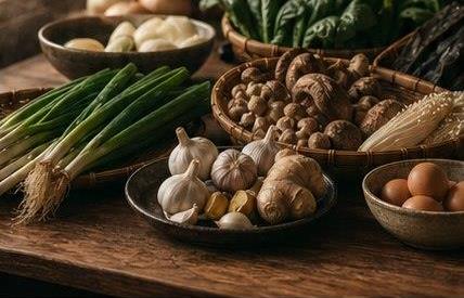 Clear broth with delicate toppings